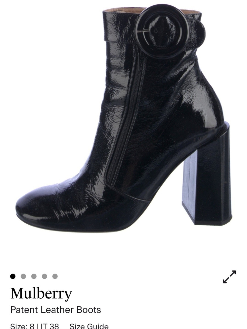 Mulberry Black Patent Leather Buckle Ankle Boots